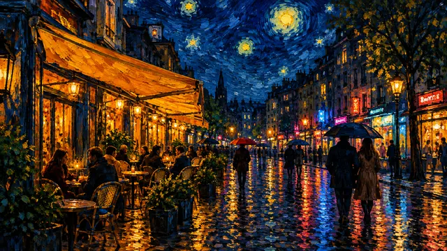 Café Terrace, Tonight: AI remake of Café Terrace at Night by Vincent van Gogh