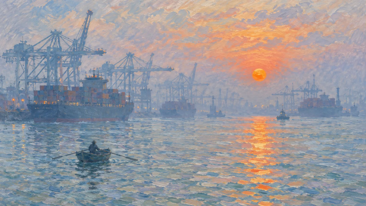 Impression, Port at Sunrise: AI remake of Impression, Sunrise by Claude Monet