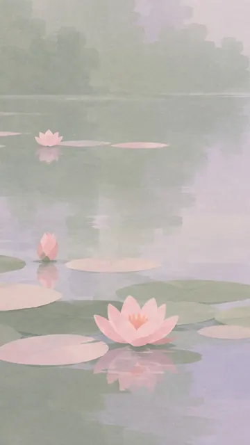 Water Lilies, Quiet: AI remake of Water Lilies by Claude Monet, phone wallpaper