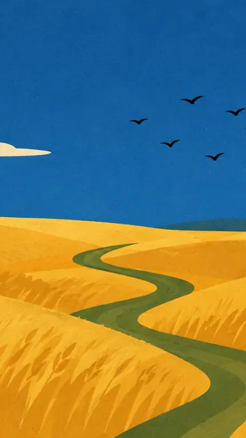 Wheatfield, Mid-Century: AI remake of Wheatfield with Crows by Vincent van Gogh, phone wallpaper
