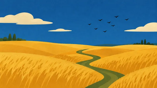Wheatfield, Mid-Century: AI remake of Wheatfield with Crows by Vincent van Gogh